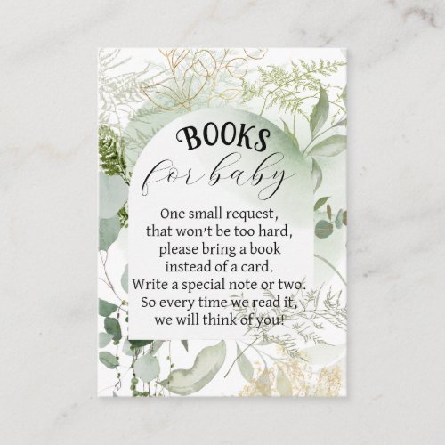 Woodland Greenery Forest watercolor book request Enclosure Card