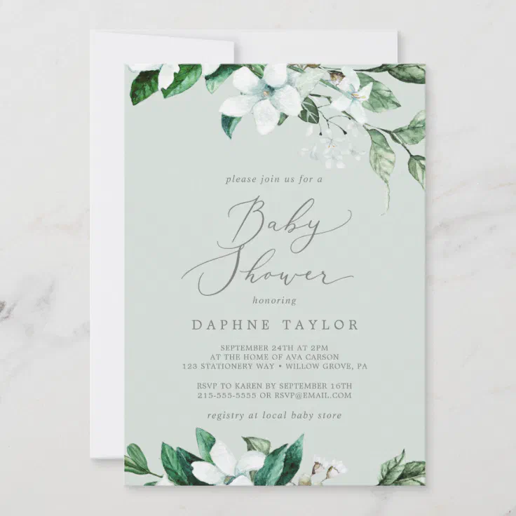Woodland Greenery Mint Green Baby Shower Invitation Zazzle
