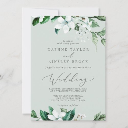 Woodland Greenery  Mint Green Wedding Invitation