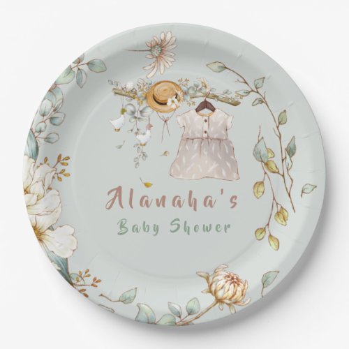 Woodland Greenery Rustic Girl Paper Plates