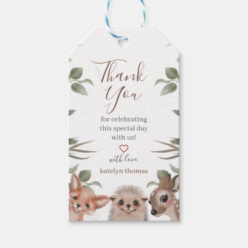 Woodland Greenery Thank You Gift Tags