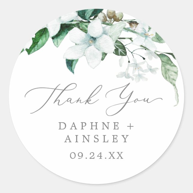 Woodland Greenery Thank You Wedding Favor Sticker (Front)