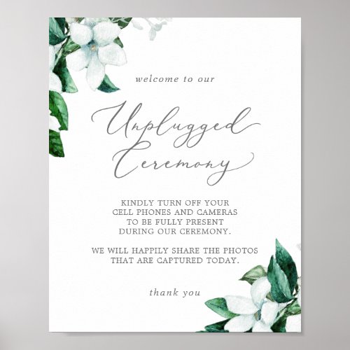 Woodland Greenery Unplugged Ceremony Wedding Poster