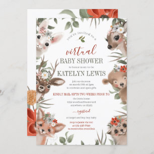 Woodland Greenery Virtual Baby Shower Invitation