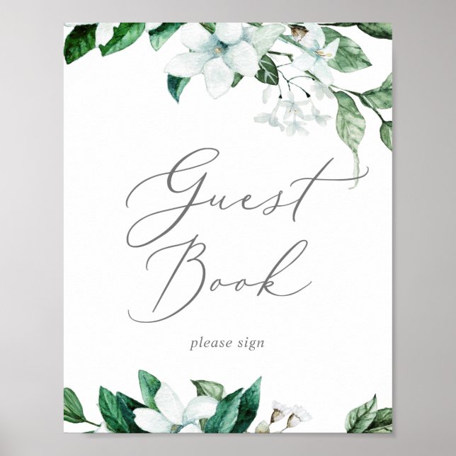 Woodland Greenery Wedding Guest Book Sign (Front)
