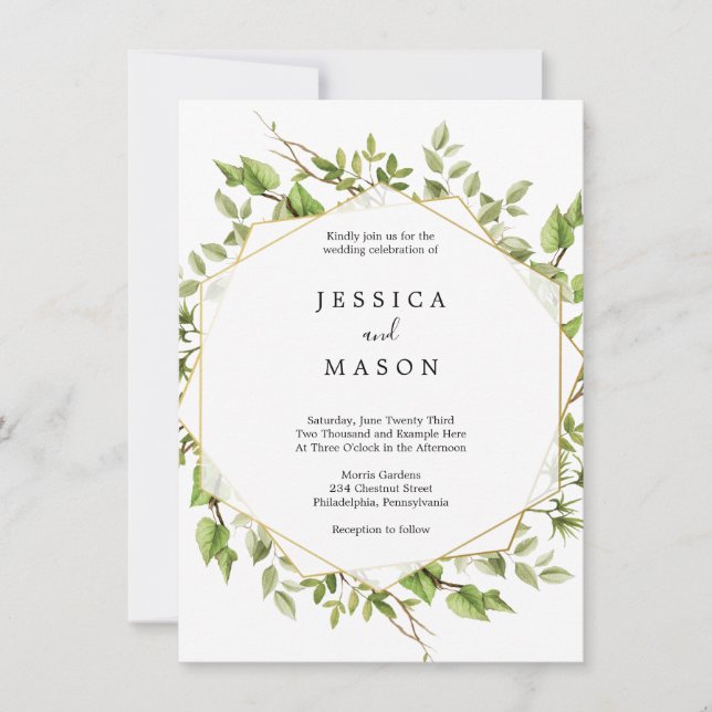 Woodland Greenery Wedding Invitation (Front)