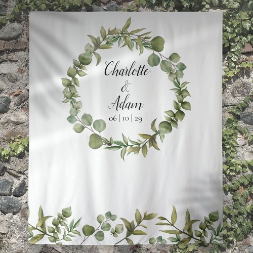 Woodland Greenery Wedding Photo Booth Backdrop