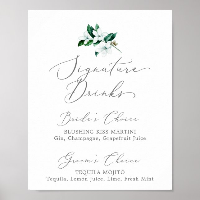 Woodland Greenery Wedding Signature Drinks Sign (Front)