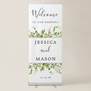 Woodland Greenery Wedding Welcome Banner Stand