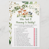 Woodland Greenery Who Said It Baby Shower Game (Front/Back)