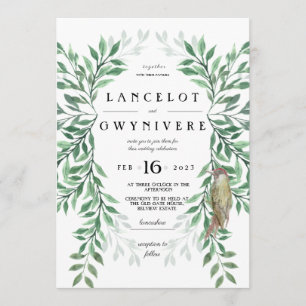 Woodland Greenery woodpecker rustic invite