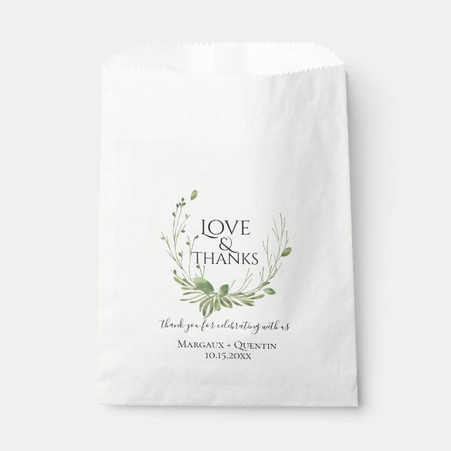 Woodland Greenery Wreath Wedding Favor Bag (Front)