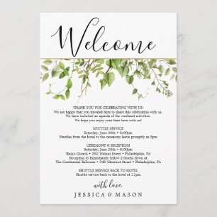 Woodland Greens Wedding Welcome Itinerary Letter Program
