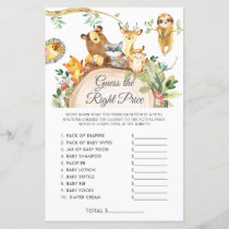 Woodland Guess the Right Price Baby Shower Game