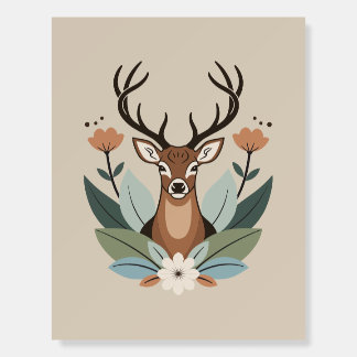 Woodland Harmony – Boho Deer Botanical Illustratio Foam Board