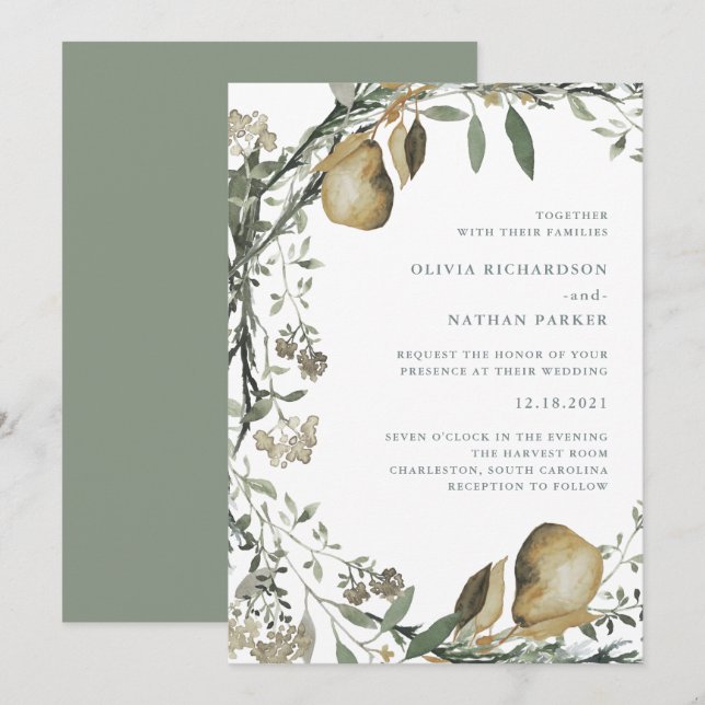 Woodland Harvest | Winter Wedding Invitation (Front/Back)