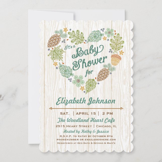 Woodland Heart Baby Shower Invitation (Front)