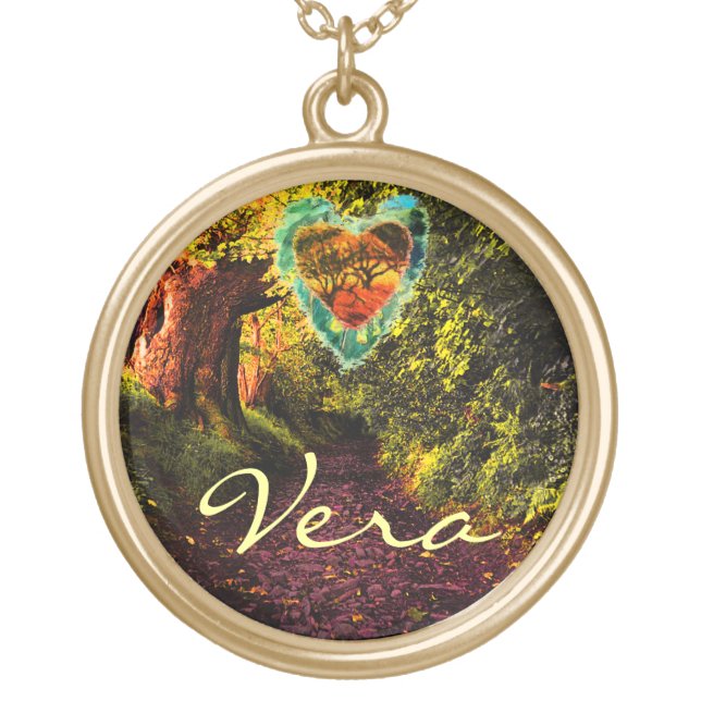 Woodland Heart & Your Name Necklace (Front)