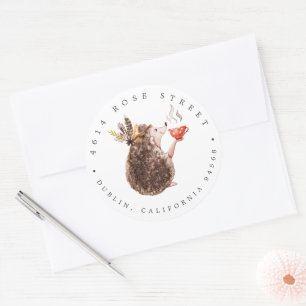 Woodland Hedgehog   Autumn Baby Return Address Classic Round Sticker