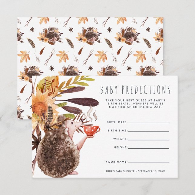 Woodland Hedgehog | Baby Shower Guessing Game Invitation (Front/Back)