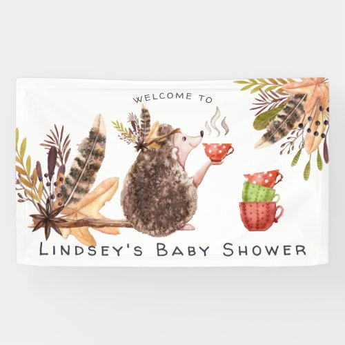 Woodland Hedgehog  Baby Shower Welcome Banner