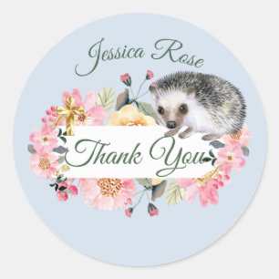 Woodland Hedgehog Boys Christening Baptism  Classic Round Sticker