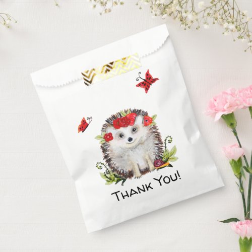 Woodland Hedgehog Butterfly Baby Shower Thank You Favor Bag
