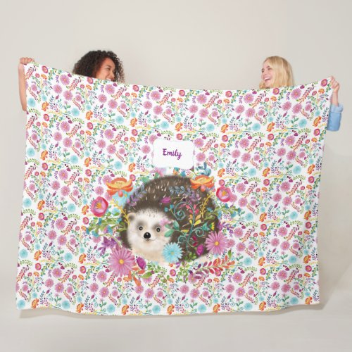 Woodland Hedgehog Folk Flowers Named Blanket