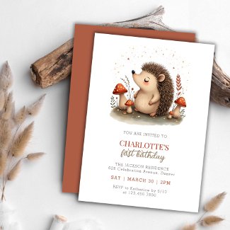 Woodland Hedgehog Mushroom 1st Birthday Party