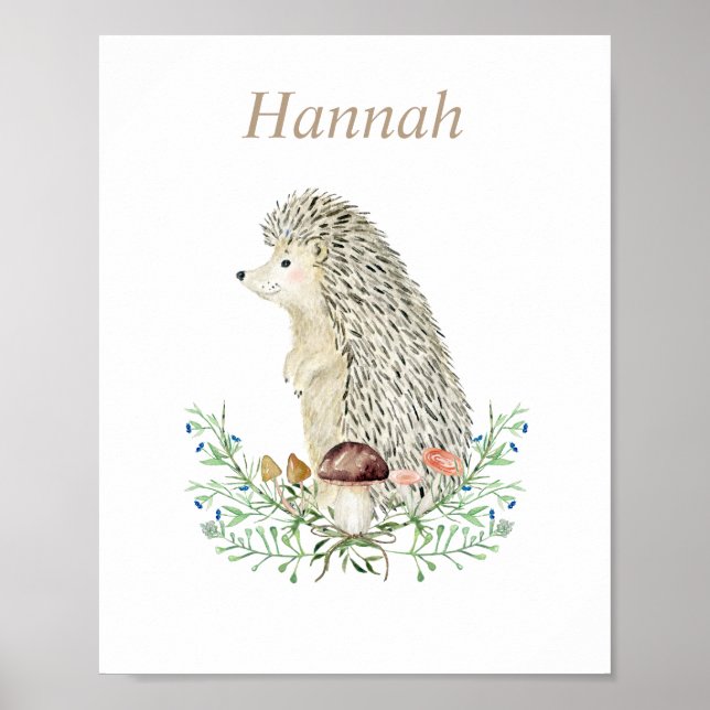 Woodland Hedgehog Personalized Poster (Front)