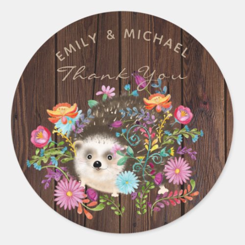 Woodland Hedgehog Stickers for Favors Rustic