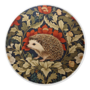 Woodland Hedgehog William Morris Inspired Ceramic Knob