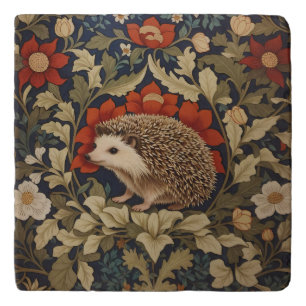 Woodland Hedgehog William Morris Inspired Trivet