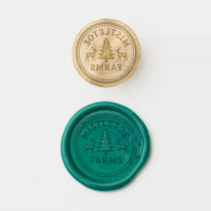 Woodland Holiday Emblem with Reindeer & Pine Tree Wax Seal Stamp