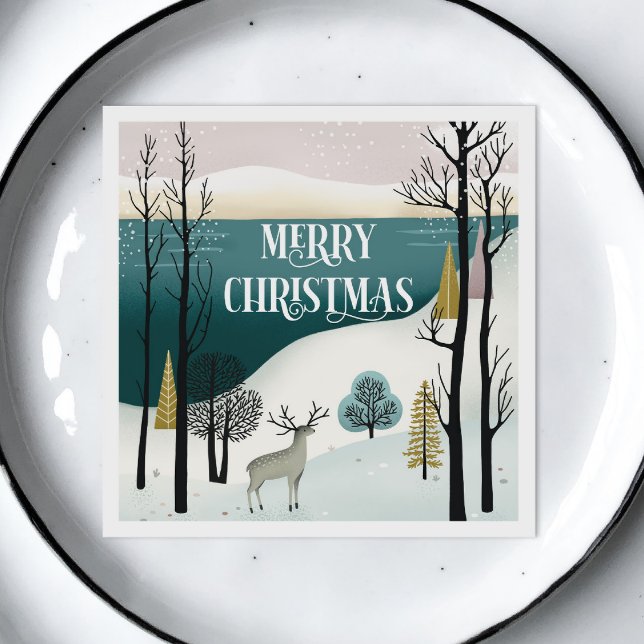 Woodland Holiday | Snowy Christmas Forest Party Napkins (Creator Uploaded)