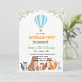 Woodland hot air balloon invitation (Standing Front)