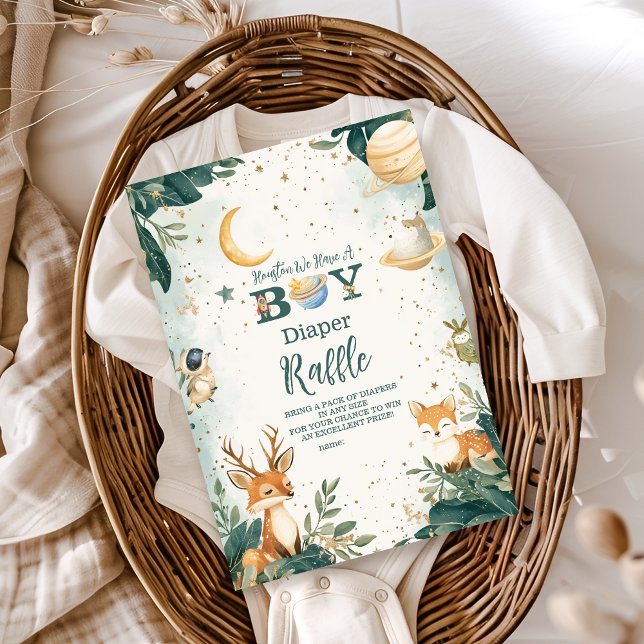 Woodland Houston We Have A Boy Diapper Raffle Enclosure Card (Creator Uploaded)