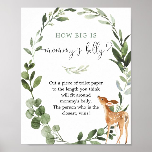 Woodland How big is mommy's belly baby shower game Poster (Front)