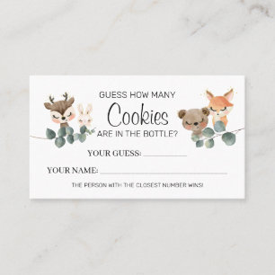 Woodland How many Cookies baby Shower card game