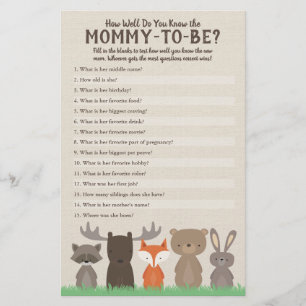 Woodland How Well Do You Know The Mommy To Be Quiz Flyer