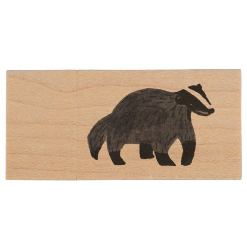 Woodland Illustration Badger Wood Flash Drive