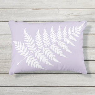 Woodland Inspired Soft Lavender White Fern Outdoor Pillow