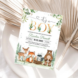 Woodland It's a Boy Baby Shower Invitation