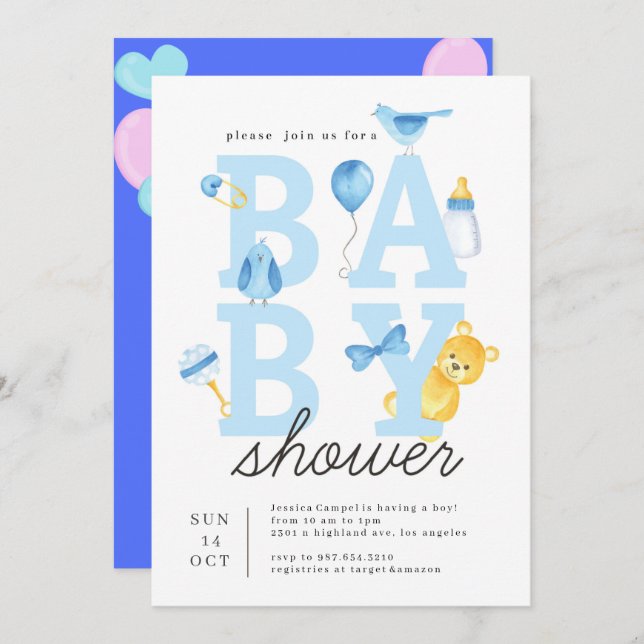 Woodland It's a boy forest friends baby shower  Invitation (Front/Back)