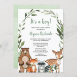 Woodland It's a boy forest friends baby shower Invitation<br><div class="desc">For more advanced customization of this design,  simply select the "Customize It" button above!</div>