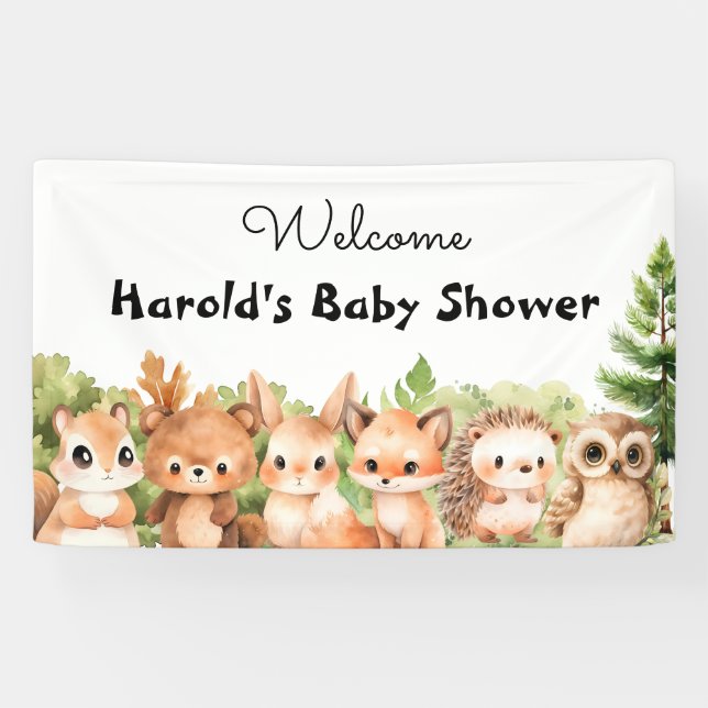 Woodland Joy Baby Shower Welcome Banner (Horizontal)