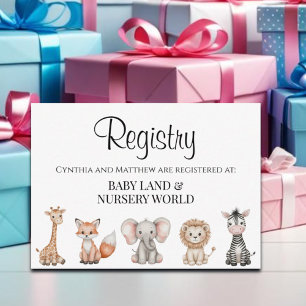 Woodland Jungle Animals Baby Shower Gift Registry  Enclosure Card