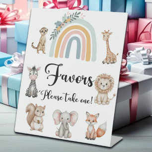 Woodland Jungle Animals Favors Pedestal Sign