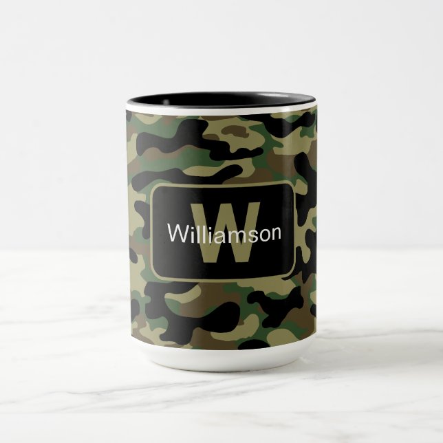Woodland Khaki Camo With Personalization   Mug (Center)