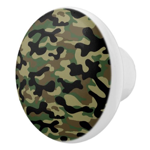 Woodland Khaki Camouflage  Ceramic Knob